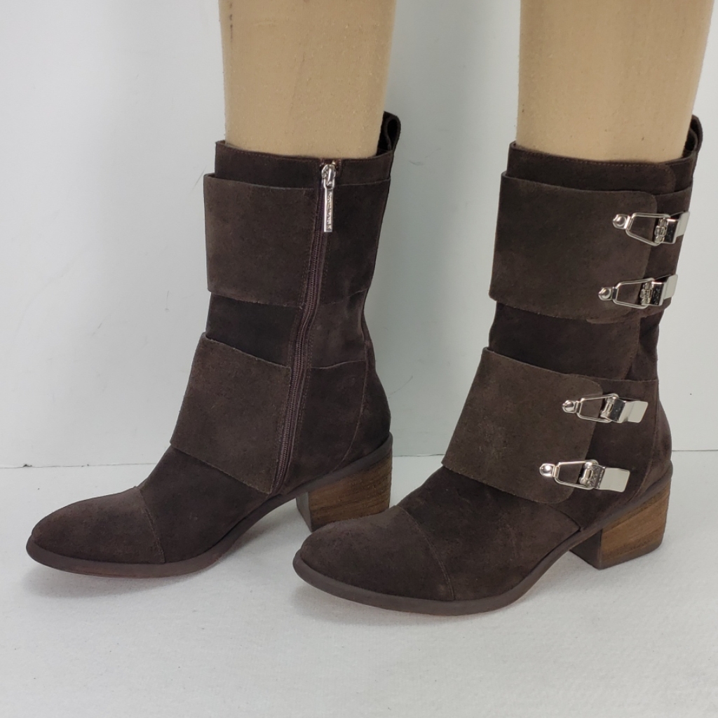 Donald J Pliner Dorria Suede Buckle Zip Boots 7 M